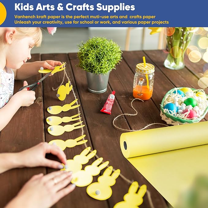 Vanhench 30"×1200"(100') Yellow Wrapping Paper Roll, Art Craft Paper, Color Bulletin Board Paper Bouquet Flower Wrapping, Perfect for Birthday, Mother's Day, Holiday, Wedding