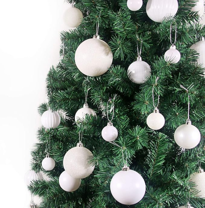 White 2.5" Christmas Balls Christmas Tree Decoration Ornaments Shatterproof Hanging Balls for Birthday Halloween Holiday Wedding Decorations Set of 24pcs