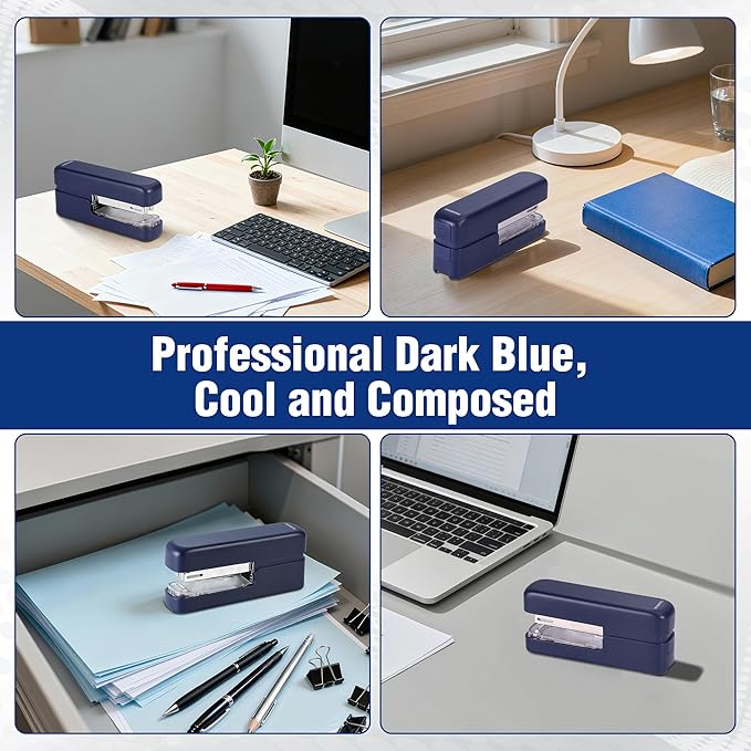 WORKPRO 2-in-1 Stapler with Staples & Staple Remover, 40 Sheet Capacity, Flat Clinch Design, Storage Space, Includes 2000 Standard Staples - Non-Slip Office Stapler for Desk, Classroom, Dark Blue