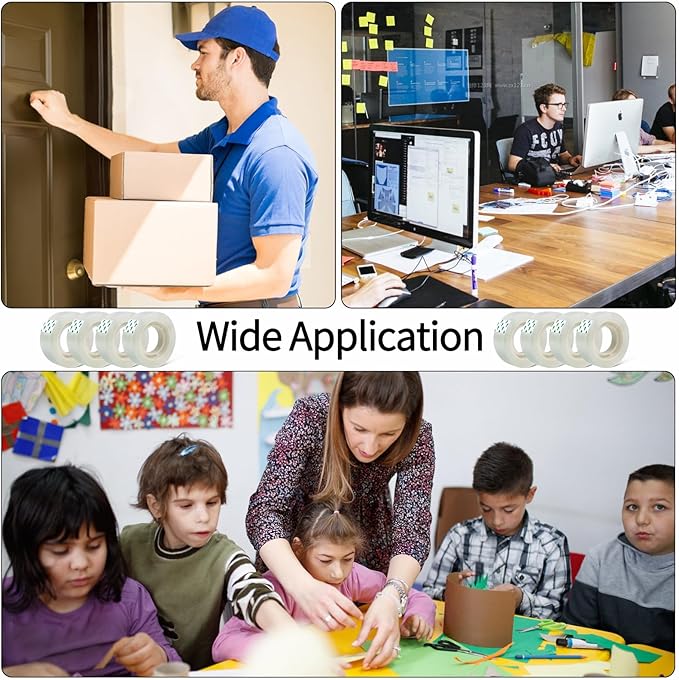 Scotch Tape Refills for Dispenser - Clear Packing Tape, Each Roll 3/4 x 1000 Inches, Scotch Tape 16 Pack, Office and Shipping Tape for Students and Office Staff