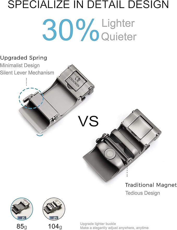 CHAOREN Mens Belt - Mens Ratchet Belt Leather 1 3/8" for Dress Pant - Micro Adjustable Belt Fit Everywhere