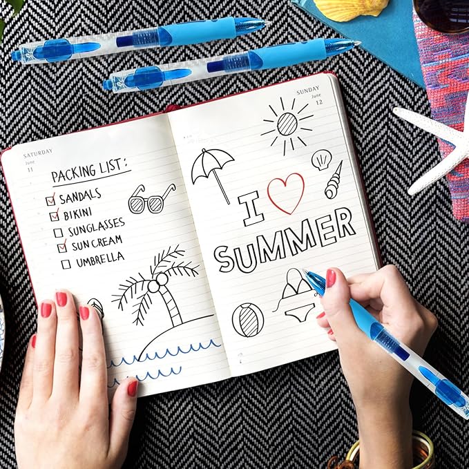 Innertone Blue Gel Pens,12 Pcs Retractable Fine Point 0.7mm With 4 Refills,Blue Pen,Featuring Smooth Writing And Quick-Drying Ink, Suitable For Women, Men, Journaling, School, And Office Use