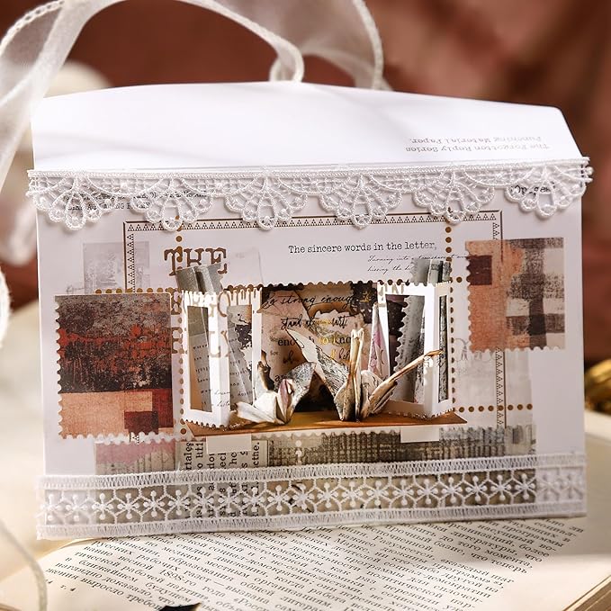 Vintage Perforated Paper Set, 60PCS Retro Ephemera for Scrapbooking Journaling Collage Planner DIY Craft