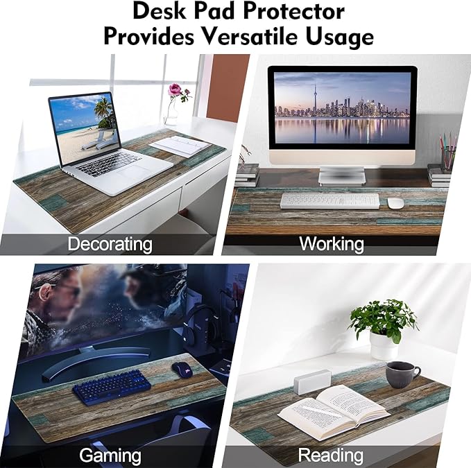 Galdas Gaming Mouse Pad Vintage Wood Grain Pattern XXL XL Large Mouse Pad Mat Long Extended Mousepad Desk Pad Non-Slip Rubber Mice Pads Stitched Edges Thin Pad (31.5x11.8x0.12Inch)