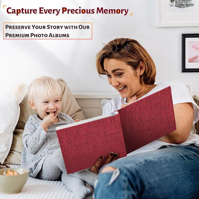 Photo Album Self Adhesive Scrapbook,120 Pages Large Photo Book for 4x6,5x7,8x10 Pictures,DIY Album for Baby Wedding Family Travel Birthday,with Metallic Pen and Scraper