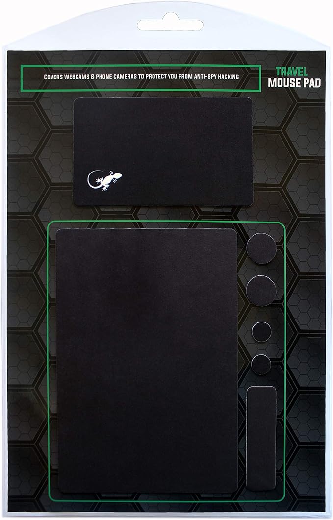 Mouse Pad Adhesive Bottom - Sticks to Any Surface - Portable - Webcam Covers and Screen Cleaner Included (Blank Black)