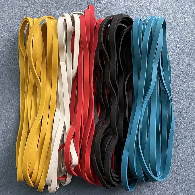 AMUU Rubber Bands Trash Can rubber bands 50 Pack 8inch Big Large Garbage Can Rubber Bands Elastic Rubber Bands for Office Supplies File Folders Box Books gifts Notebook 5 Colors