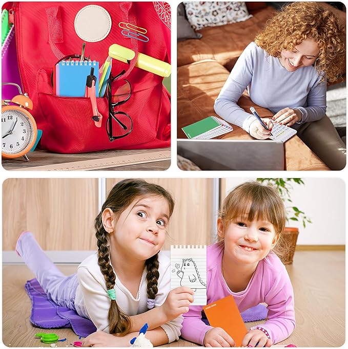 Koogel 6 Pads Mini Spiral Notebooks Bulk, 3x5 Inch Small Line College Ruled Pocket Notepads Memo Tactical Steno Notepad Tiny Note Book Journals Sketchbook for School Students Office Supplies