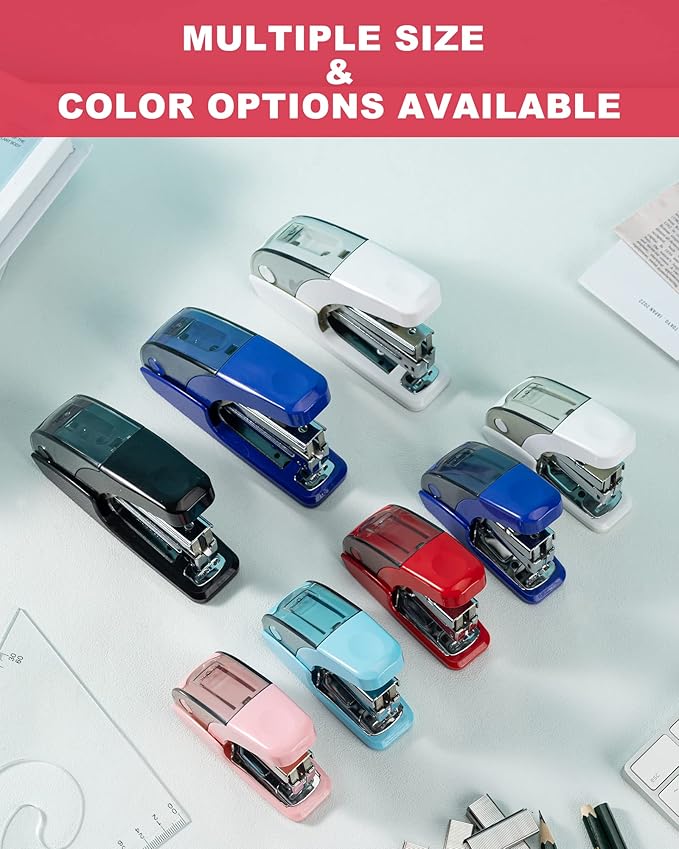 PAPERPAL Effortless Standard Stapler Set, 20 Sheet Capacity, Half Strip with Built-in Staples Storage, Includes 1000 pcs 1/4ā Staples & A Staple Remover, for Office, School & Personal Use, Black