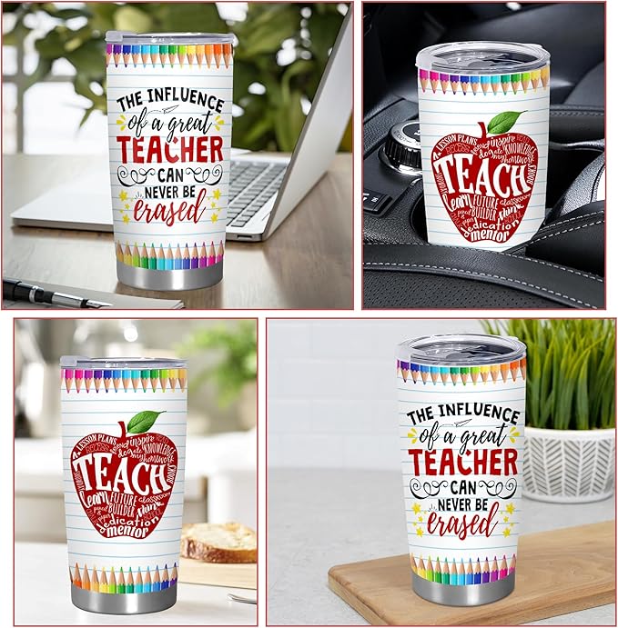 TEEZWONDER Christmas Teacher Gifts for Women - 20 oz Stainless Steel Insulated Coffee Tumbler with Lid - End of The Year Graduation Birthday Thank You Teacher Appreciation Gifts for Women Teachers