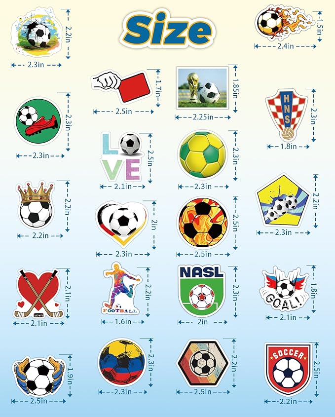100 Pcs Sport Stickers for Kids, Soccer Water Bottle Stickers, Vinyl Waterproof Laptop Sticker for Water Bottle, Bulk Sticker Packs for Boys Kids Classroom Prizes for Elementary Students