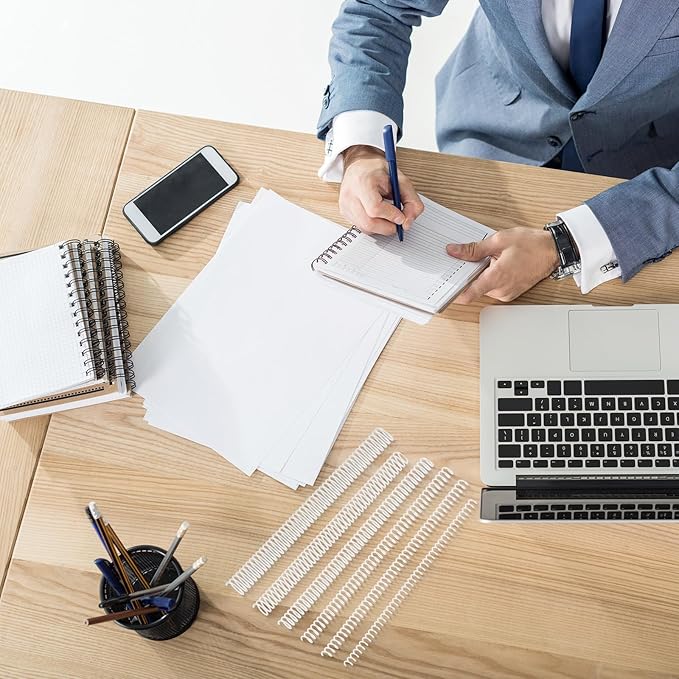 Leinuosen 120 Pack Plastic Spiral Binding Coils Kit Spirals Multi Size Coils for Binding Binder Combs Spines(1/4 5/16 3/8 1/2 5/8 3/4 Inch,Transparent)