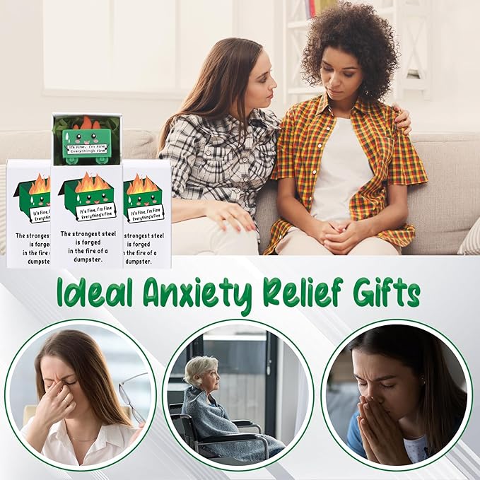 Realspring 24 Sets Dumpster Ornament Desk Accessories Emotional Support Resin Dumpster with Inspirational Cards Funny Employee Appreciation Gifts for Halloween Team Office Coworker Teacher (Classic)