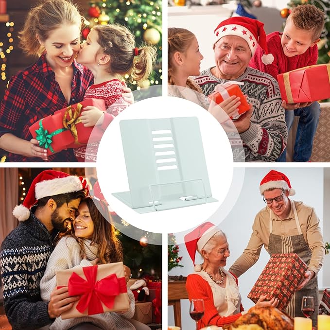 MSDADA Desk Book Stand Metal Reading Rest Book Holder Angle Adjustable Stand Document Holder Portable Sturdy Lightweight Bookstands-Textbooks Tablet Music Books Cook Recipe (Macaron Green)