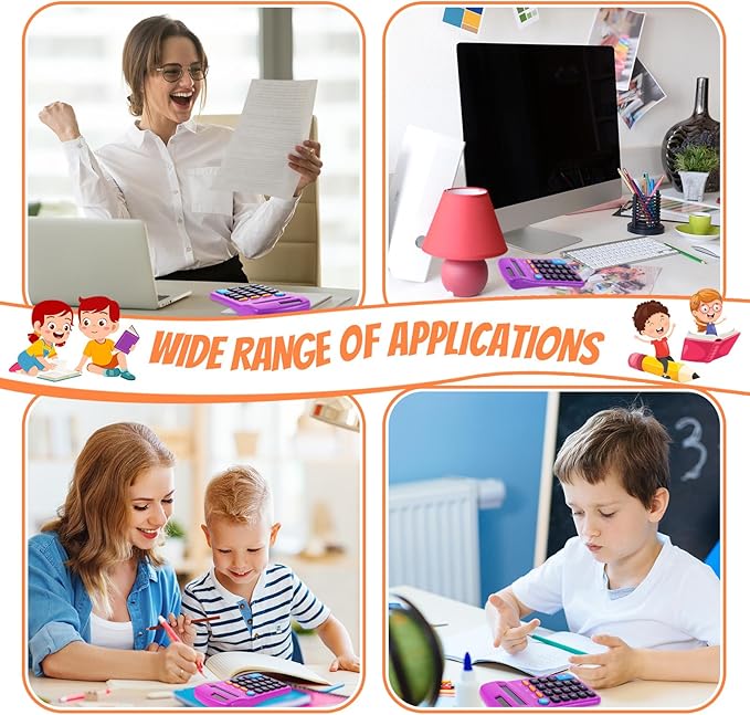 24 Pieces Basic Calculators for Students Small Pocket Size 8 Digit Display Mini Calculators Dual Powered Handheld for School Desktop Home(Purple)