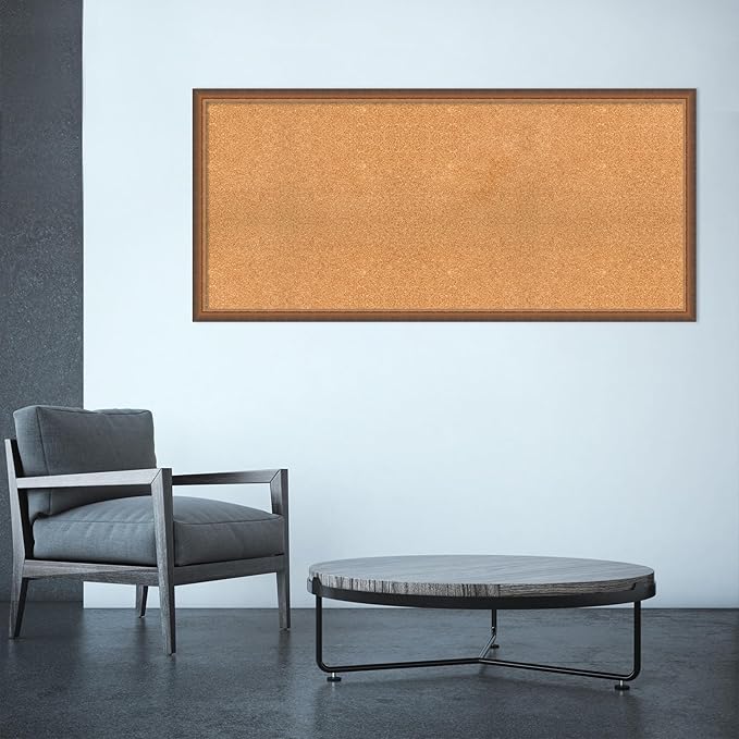 Amanti Art Natural Cork Board for Wall, 24x52 Vision Board with Bronze Frame, Oversize Corkboard Office Decor for Home Organization, Modern Corkboard Pinboard to Display Items for Home Organization