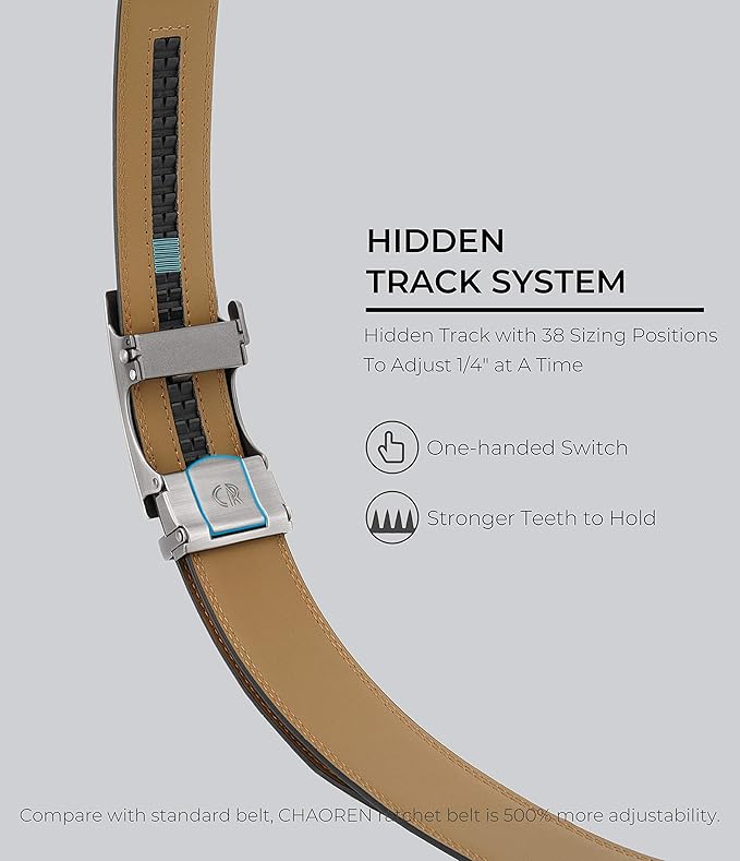 CHAOREN Mens Belt Leather Ratchet Belt - Customizable Fit, Effortless Style (35mm)