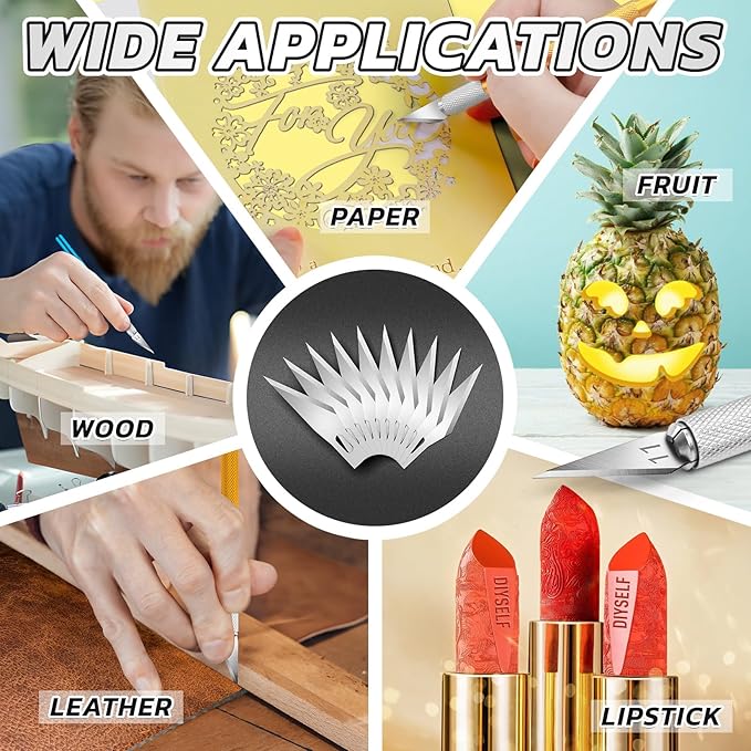 DIYSELF 50 PCS Exacto Knife Blades, High Carbon Steel 11 Blades Refill Art Blade with Storage Case for Craft, Hobby, Scrapbooking, Stencil