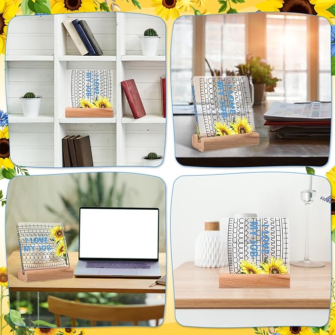 Weysat Funny Office Desk Sign Gift Hidden Message Desk Decor Humor Acrylic Sign with Wooden Stand White Elephant Gift for Coworkers Office Table Signs Decor 4 x 4 Inches