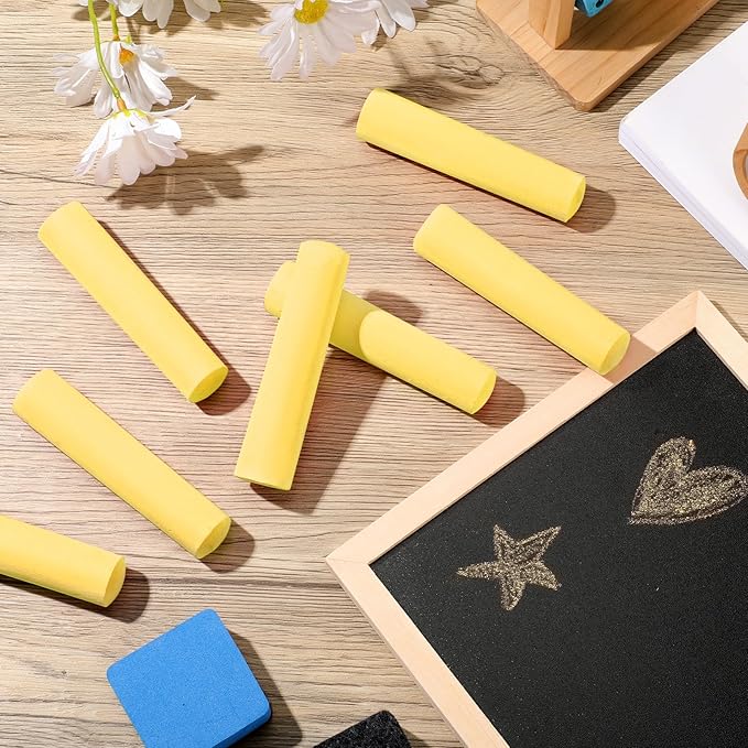 Fulmoon 40 Pcs Jumbo Sidewalk Chalk for Kids Outdoor Art Non Toxic Large Washable Street Chalk for Adults Drawing Painting Classroom(Yellow,Round Style)