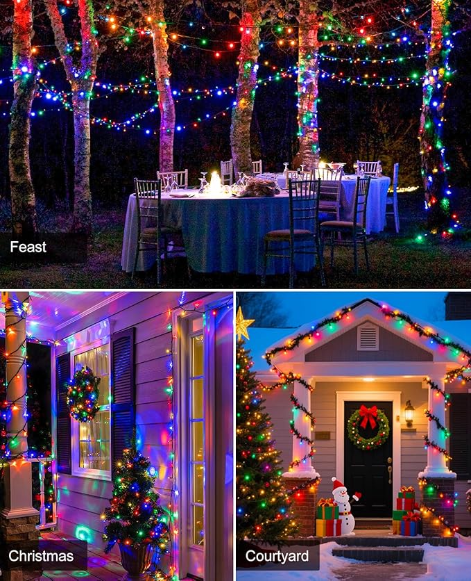 157FT 480 LED Christmas Lights Outdoor, LED Plug in Christmas Tree Lights Waterproof, 8 Modes Fairy String Light for Indoor Bedroom Garden Xmas Holiday Decorations, Multicolor