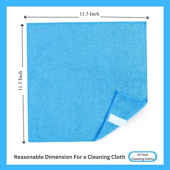 Microfiber Cleaning Cloth for Kitchen & households, Towels for Cars. (300gsm) (Pack of 24 Blue)