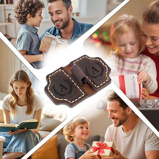 Artlaza Personalized Magnetic Leather Bookmark with Pen Holder - 26 Letters Custom Book Mark with Name Initial Engraved Book Marker for Readers, Book Lovers, Travelers - Gift for Women & Men(Brown,U