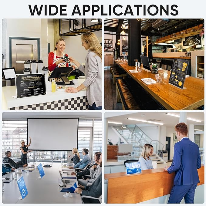 TICONN 5.5 x 8.5 Acrylic Sign Holder, L Shape Clear Sign Stand for Displaying, Plastic Paper Holder for Office, Store, Restaurant (Vertical 3 Pack)