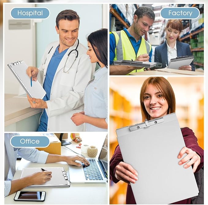 Henoyso Metal Storage Clipboard Bulk Heavy Duty Aluminum Clip Board for Teacher Contractor Medical Construction Office School Classroom, 12.6x9.2x1 Inch, Fit Letter Size 8.5x11 Inch Paper(1 Pcs)
