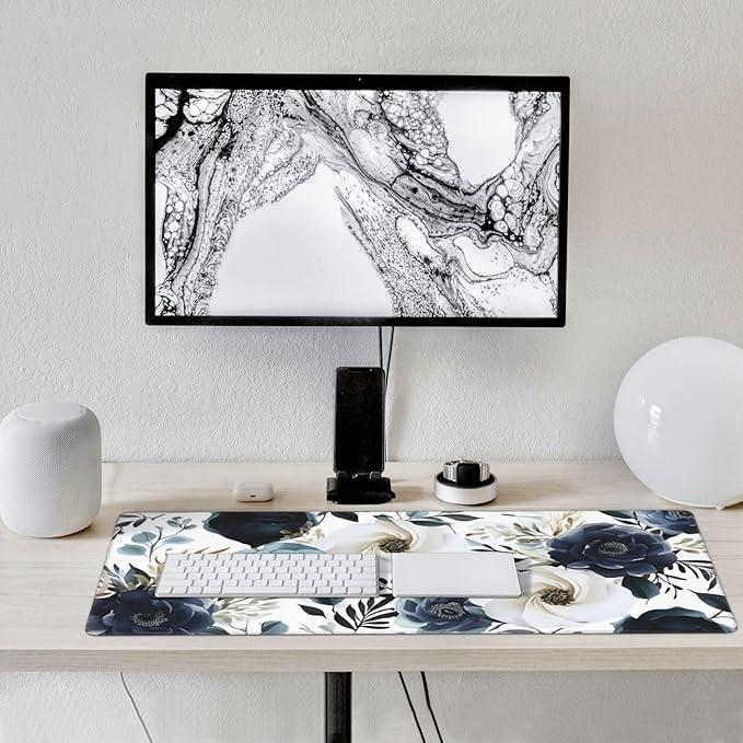 35.4 x 15.7 in, XXL Large Mouse Pad for Desk, Extended Keyboard Mouse Mat for Computer Office, Big Laptop Mouse pad, Gaming Pc-Boho Navy Blue Peony Florals