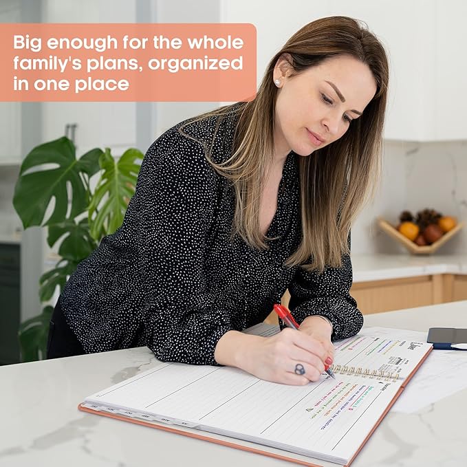 2026 Planner 8.5" x 11", Weekly and Monthly Calendar Planner Book, January 2026 - December 2026, Hardcover Spiral Planner with Monthly Tabs, Notes Pages, Perfect for Women & Men, A4 - Coral