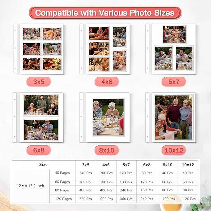 Popotop Photo Album Self Adhesive Scrapbook Album for 4x6 5x7 8x10 Pictures DIY Photo Book as Scrapbooking Supplies Kits, Birthday Gifts for Women Mom Wedding Baby Family Travel