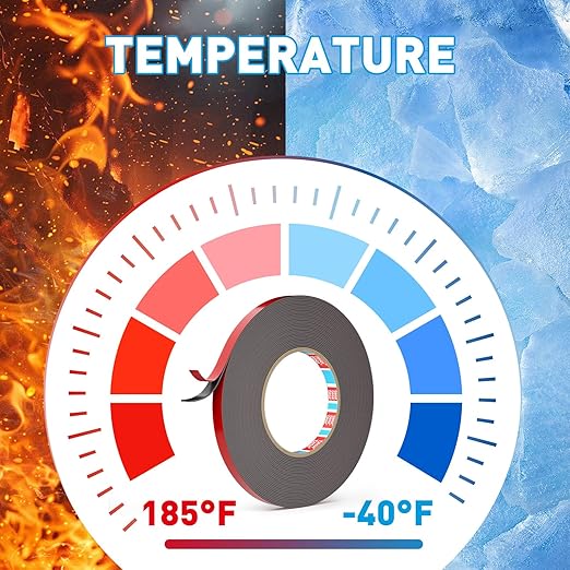 EMITEVER Double Sided Tape Heavy Duty, Tesa Adhesive Mounting Tape Waterproof, 0.39IN x 36FT Strong Acrylic Foam Tape for Walls, Automotive, Home Office Decor