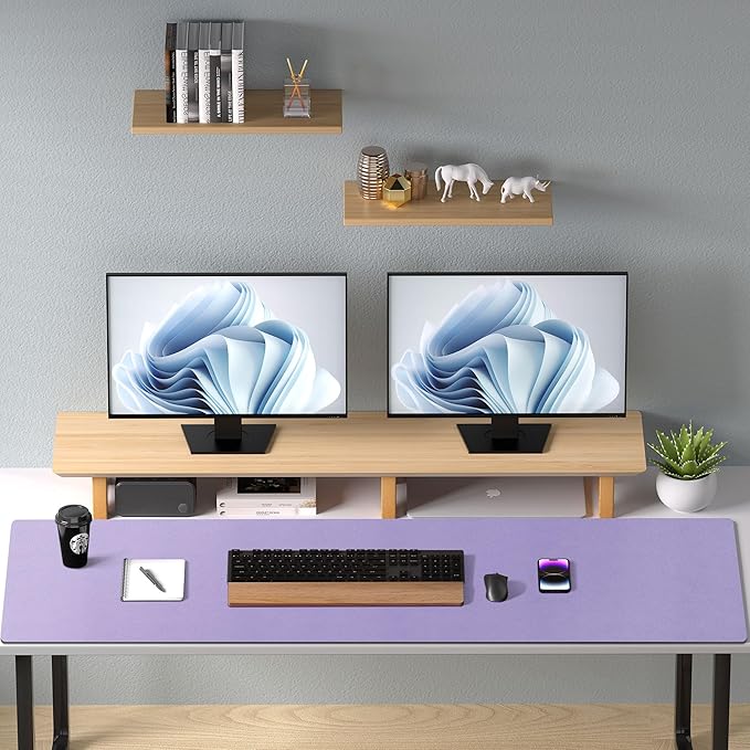 Aothia Faux Leather Desk Mat – Large Mouse Pad, Non-Slip PU Leather Blotter, Waterproof Writing Surface for Office and Home (Lavender, 47.2" x 23.6")