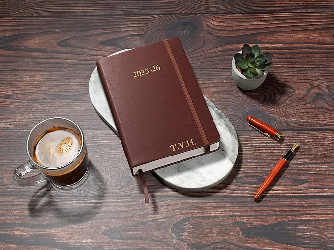 Wykeham's Executive 2025-26 Daily Journal Planner – Mid-Year Academic Diary (Personalized Conker, 8.5"×5.5")
