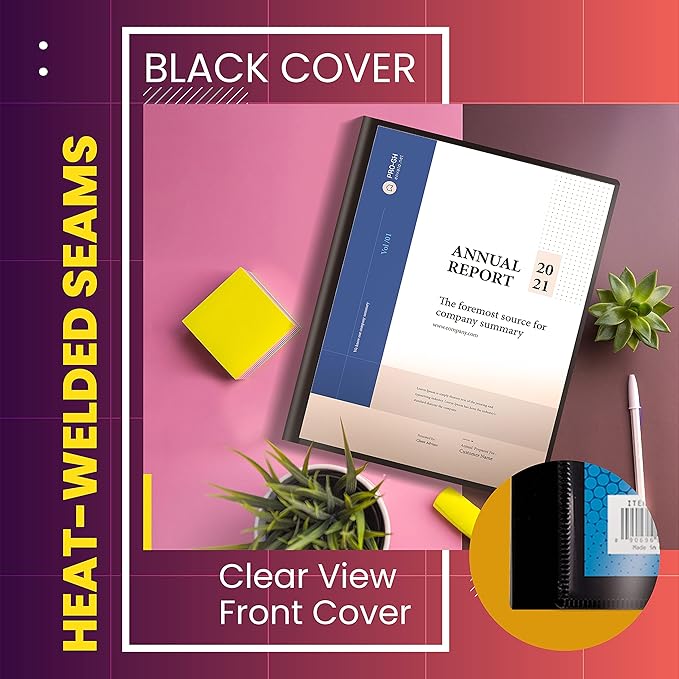 Better Office Products 24 Pocket Bound Presentation Book, Black, Clear View Front Cover, 48 Sheet Protector Pages, 8.5" x 11" Sheets, Art Portfolio, Durable Poly Covers, Letter Size (4 Pack)
