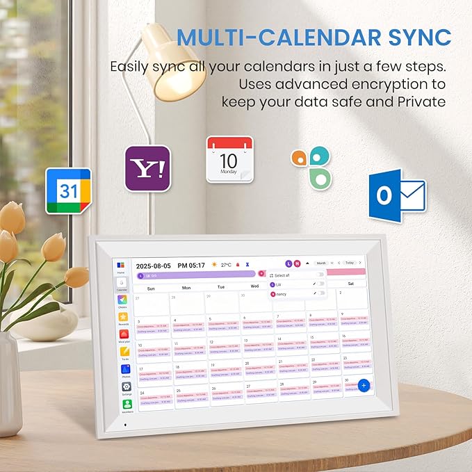15.6 inch Smart Digital Calendar HD Touchscreen Digital Planner & Chore Chart Interactive 4GB RAM 64GB ROM Wall Organizer & Digital Photo Frame