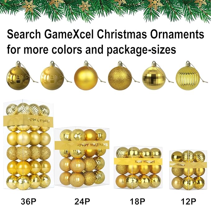 Gold 6.0" Extra Large Christmas Balls - Christmas Tree Decoration Ornaments Shatterproof Hanging Shiny Balls for Birthday Holiday Wedding Decorations Set of 2pcs
