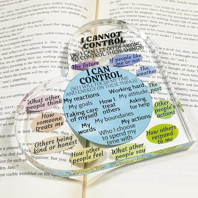 Ewong Things I Can Control Mental Health Decor, Acrylic Heart Sign for Therapist Office, School Counselor, Psychologist Room Art Decoration, Therapy Desk Plaque for Bedroom Classroom (Blue)