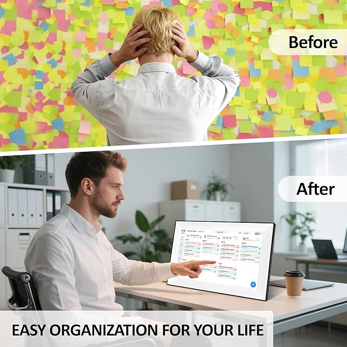 10.1 Inch Digital Calendar Chore Chart, Digital Picture frame Smart Touchscreen Desk Electronic Calendar Family Planner for Seamless Scheduling/Organizing