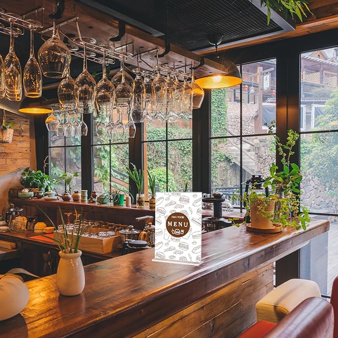 6pack Acrylic Sign Holder 5 X 7, Vertical T Shape Clear Plastic Sign Holder, Double-Sided Menu Holder, Unbreakable Table Sign Holder for Restaurant, Office, School, Store and Home Use