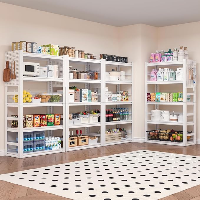 Bookshelves and Bookcases, 5 Tier Metal Bookshelf, 63" Tall Bookcase, Adjustable White Book Shelf, Heavy Duty Storage Shelves for Bedroom, Living Room, Home Office, School, Bathroom and Kitchen