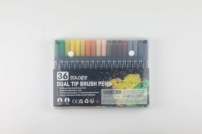 Dual Brush Marker Pens, 36 Colors Art Markers with Fine and Brush Tip Coloring Markers for Adults, Marker for Journaling Calligraphy Drawing Sketching Doodling Illustrating
