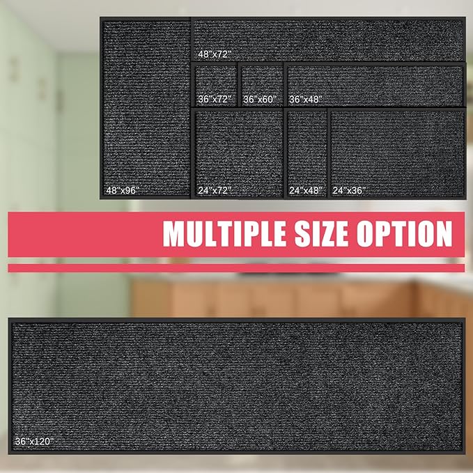 Kuyal Front Door Mat, 3'x5' Indoor Outdoor Entrance Mat, Commercial Floor Mats Inside Outside Entrance, Heavy Duty Durable Welcome, Rubber Backing Non Slip Outdoor Mats for Entryway,Black