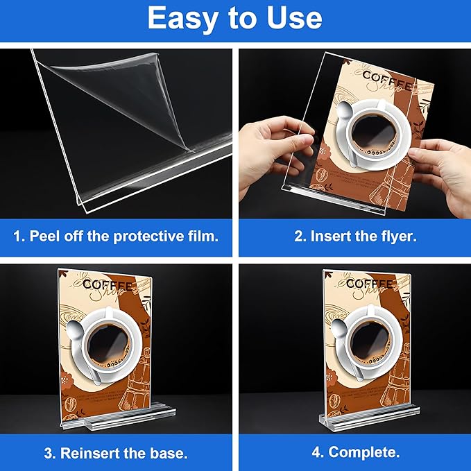 Acrylic Sign Holder 4x6 Vertical Plastic Signs Acrylic Frame Display Signs Table Stand Bulk 6 Pack