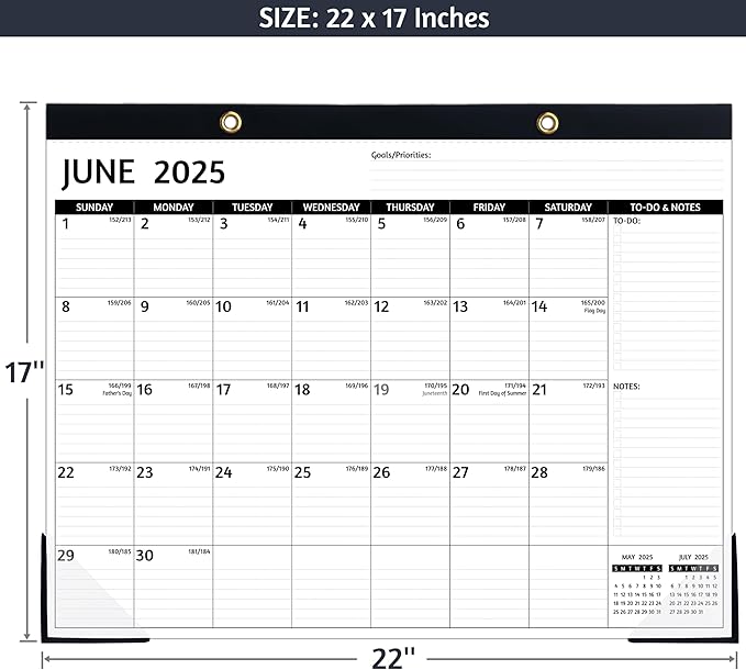 2025-2026 Desk Calendar ā Jan 2025 ā Jun 2026, 18 Monthly Calendar 2025-2026, Large Desk Calendar, 22'' x 17'', 2025 Desk/Wall Calendar with Desk Pad, To-do Lists, Ruled Blocks, Corner Protectors