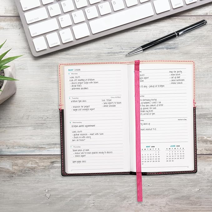 2026 Pocket Planner/Pocket Calendar and Pen, 3.5"x6": Includes 14 Months (November 2025 - December 2026) / 2026 Weekly Planner/Weekly Agenda/Monthly Calendar Organizer (Pink/Black)