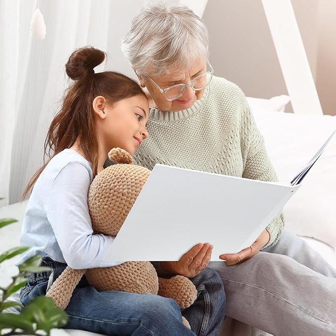 Vienrose 12x12 Inch Large 3 Ring Binder Scrapbook Photo Album, Linen Cover DIY Scrapbooks with 50 Sheets Plastic Sleeves 100 Pages Blank White Inner Pages for Wedding Birthday Baby Travel White