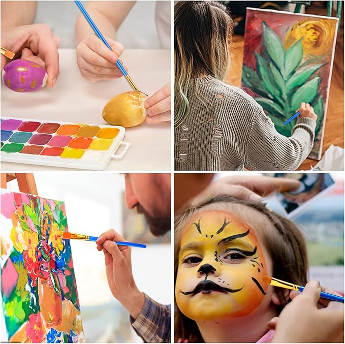 ESRICH Acrylic Paint Brushes Set,8Packs /80 Pcs Nylon Paintbrushes Head, Suitable for Acrylic Oil Watercolor Rock Body Face Nail Art Perfect Suit of Art Painting, Best Gift for Kids Adult Drawing