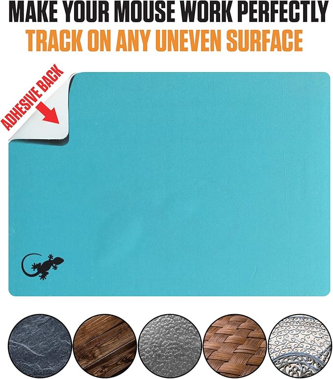 Mouse Pad Adhesive Bottom - Peel and Sticks to Any Surface - Travel Large Size - Portable (XL - Blue)